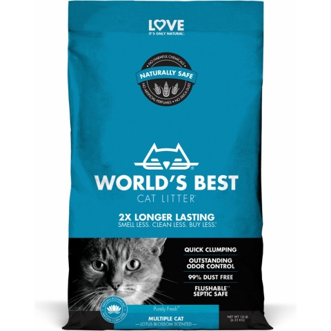 World's Best Cat Litter Kattenbakvulling Multiple Cat Lotus Blossom Scented 6,8 kg