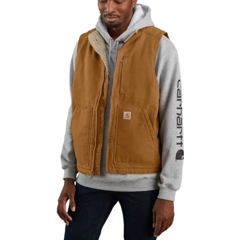 Carhartt Washed Duck Lined Mock Neck Vest Carhartt Brown - XL