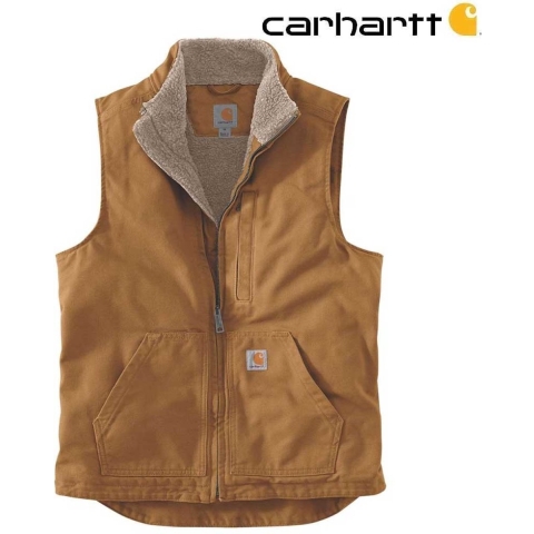 Carhartt Washed Duck Lined Mock Neck Vest Carhartt Brown - M