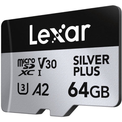 Lexar 64GB microSDXC Silver Plus UHS-I V30 205Mbs