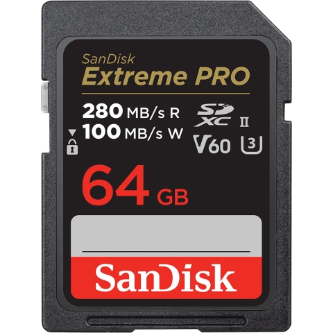Sandisk 64GB SDXC Extreme Pro 280/100MB/s V60 UHS-II