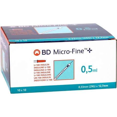 BD Micro-Fine+ Insulinespuiten 0,5 ml (29G) 12,7 mm | 100 stuks
