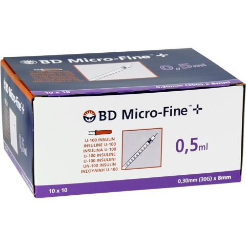 BD Micro-Fine+ Insulinespuiten 0,5 ml (30G) 8 mm | 100 stuks