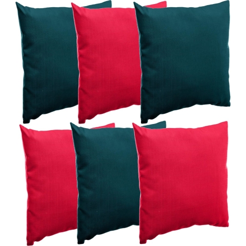 Bank/sier/tuin kussens voor binnen/buiten set 6x stuks rood/emerald groen 40 x 40 cm -