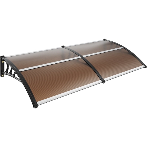 VEVOR Voordeurluifel 965x1987mm Dakbedekking UF50+ PC Zonwerende Folie Voordeurluifel PC Plaat + ABS Beugel + Aluminium Connectoren Lessenboogluifel UV-bestendig Voordeurdak Lessenboogluifel Bruin