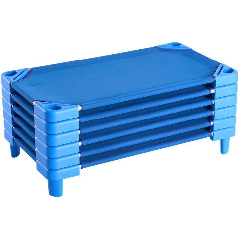 VEVOR Stapelbare Wieg Draagbare Slaapbedden 6-delig (102 x 57 x 15 cm) Kinderdagverblijfbedden voor Kinderen Kleuterklas Kinderdagverblijfbedden voor Slaapdutjes, Blauw