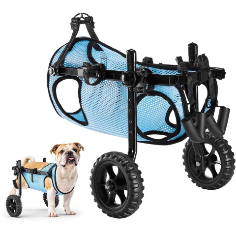 VEVOR Hondenrolstoel voor achterpoten, Verstelbare rolstoel voor huisdieren, Lichtgewicht hondenkar met schokabsorberende wielen, Loophulpmiddel voor gehandicapte, verlamde en gewonde honden tot 15 kg, M