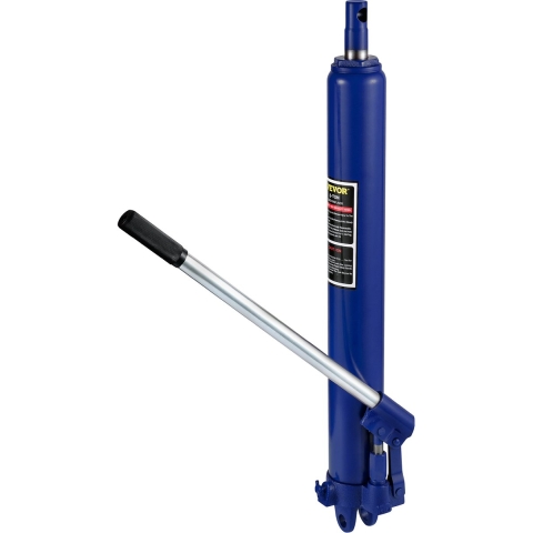 VEVOR hydraulische krik voor lange palen, capaciteit 8 ton, met enkelvoudige zuigerpomp en gaffelvoet, handmatige krik voor hoogwerkers met handgreep, voor garage-/werkplaatskranen, motortakel, blauw