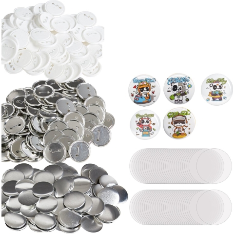VEVOR Badgepersmachine Accessoires, 58 mm DIY Badgepersmachine Reserveonderdelen 500 stuks Badgepersmachine, Metaal + Kunststof / 250 + 250 stuks met metalen deksel