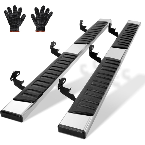 VEVOR Treeplanken Compatibel met 2009-2018 Dodge Ram 1500/2010-2023 Ram 2500/3500 (inclusief 2019-2023 Classic) Crew Cab, 201 RVS Zijtreden 227 kg, 152,4 mm, 2-pack