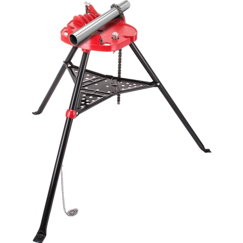 VEVOR Statief Pijpkettingklem met 1/8-6" Pijpstandaard Opvouwbare stalen poten Pijpsteunen met gereedschapsbak Statiefstandaard Kettingklem Ideaal voor diverse pijpmaterialen