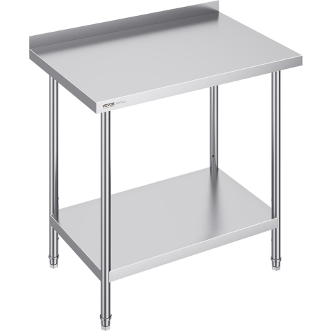 VEVOR RVS werktafel, commerciële werktafel voor voedselbereiding, robuuste metalen werktafel met verstelbare hoogte voor restaurant, thuis en hotel 610 x 914 x 914 mm
