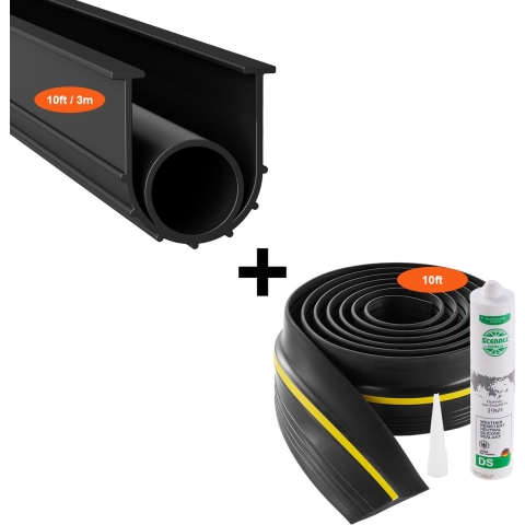 VEVOR Afdichtingsset voor garagedeurdorpels en -sokkels 3 m U-vormig + O-ring, Universele PVC-afdichtstrip voor garagedeursokkels, Te combineren met weerbestendige afdichtstrip