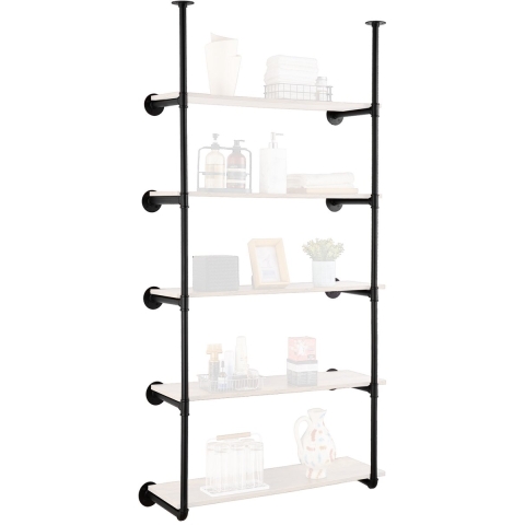 VEVOR Industriële pijpenplank, 5 lagen, 2 stuks, 9,84 inch plankbreedte, wandmontage, zwevende rustieke houten planken, beugel, boekenplank, opberghouder voor keuken, slaapkamer, badkamer (planken NIET inbegrepen)