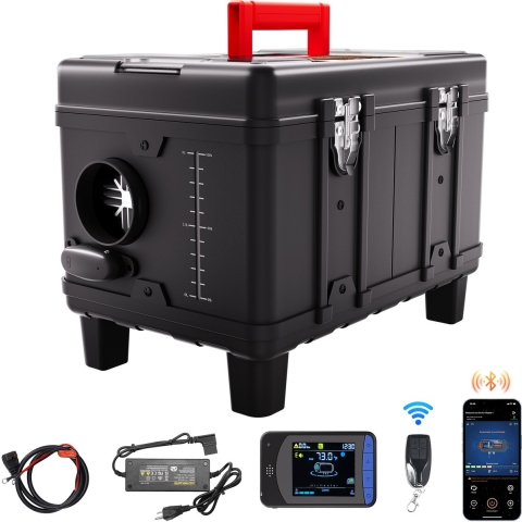 VEVOR 5-8KW dieselverwarming 12 V / 24 V alles-in-één dieselluchtverwarmer, met Bluetooth-appbediening, afstandsbediening, display en CO-alarm, snel verwarmende draagbare dieselverwarming voor voertuigen