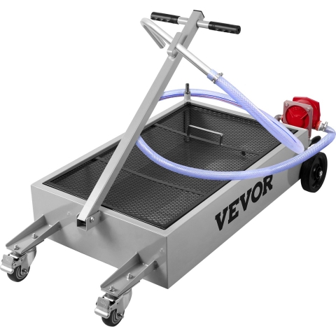 VEVOR Olie-aftapbak, 15 gallon olie-aftaptank, platte olie-aftapbak, grote olieverversingsbak, opvouwbare handpomp, met pomp, slang, wielen voor het aftappen van olie in auto's, SUV's en L