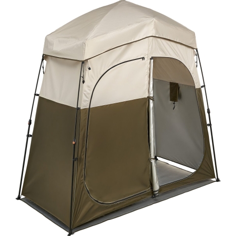 VEVOR Douchetent Toilettent (2140x1120x213 cm) met privacyscherm & 2 kamers, omkleedtent incl. haringen & touwen & draagtas, privacyschermtent gemaakt van 150D Oxford-stof voor kamperen, strand en vissen