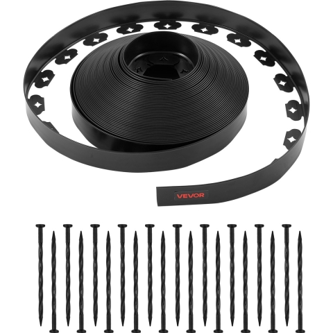 VEVOR Gazonrand, 30 m x 4 cm kunststof tuinrand met 120 spikes, landschapsrand, bloemperkrand, uv-bestendige perkrand, padranden voor bloemperken, tuinbestrating