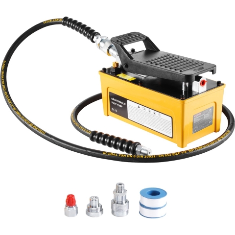 VEVOR 10.000 PSI luchthydraulische pomp, 1,6 l olietank, NPT 3/8 inch olie-uitlaat, NPT 1/4 inch inlaat, luchtbediende voetpomp met aluminium behuizing, voor autoreparatieframemachine en hydraulische pers