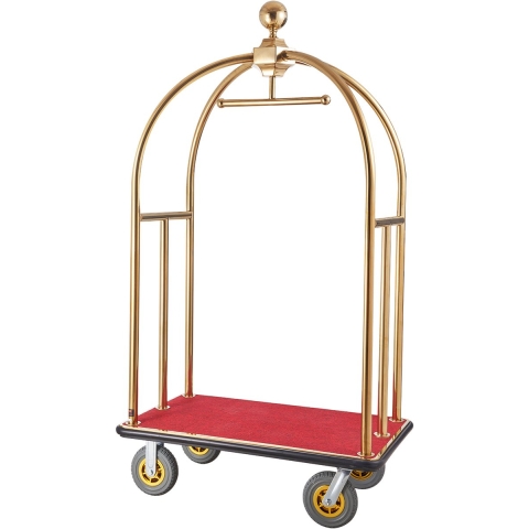 VEVOR Hotelbagagewagen, capaciteit 680 kg, bagagewagen met gebogen palen, hotelwagen, bagagewagen met rode loper en 20 cm rubberen wielen, ideaal voor hotels, appartementencomplexen en resorts
