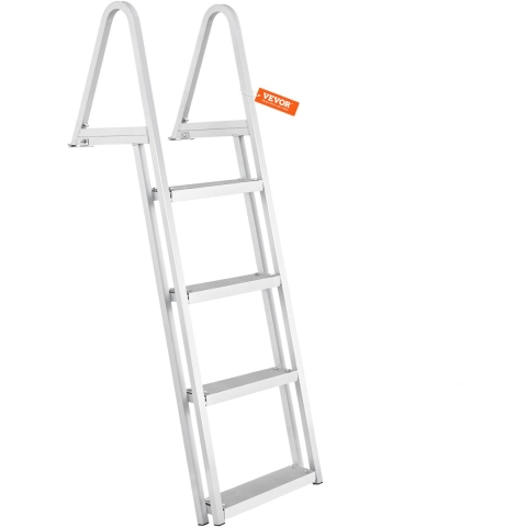VEVOR Dock Ladder, 4 afneembare treden, draagvermogen 159 kg, aluminiumlegering bootladder met 10 cm brede trede en antislip, voor het betreden van schepen/meren/zwembaden/oceanen