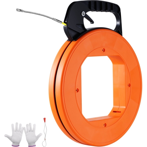 VEVOR Glasvezelkabeltrekker, 60,96 m x 4,7 mm, met geoptimaliseerde behuizing en handgreep, gebruiksvriendelijke kabeltrektang, trekspiraal voor wand- en elektrische draden, niet-geleidend