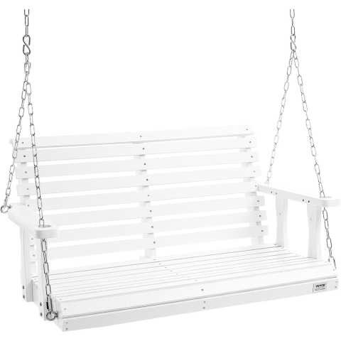VEVOR Cederhouten veranda schommel, 1240x710x600mm, patio schommel voor tuin en terras, verbeterde draagkracht van 400 kg, robuuste schommelstoelbank met ophangkettingen voor buitengebruik, wit