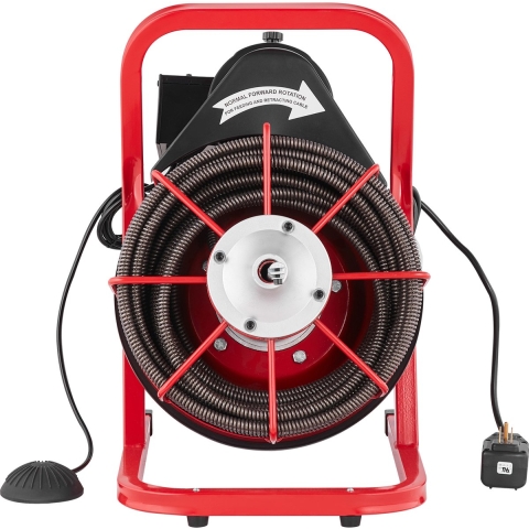 VEVOR Rioolreinigingsmachine 75 ft x 1/2 in., handmatige rioolveer, 370 W elektrische rioolreinigingsmachine met 4 snijmessen en luchtgeactiveerde voetschakelaar voor 2 tot 4 inch buizen