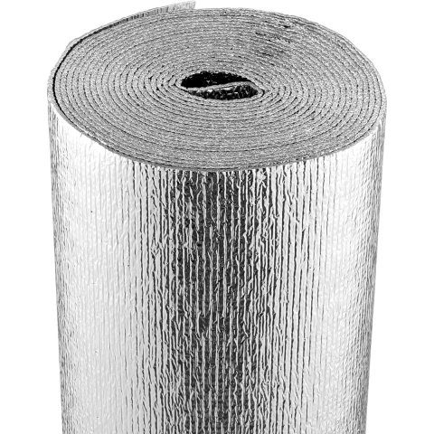 VEVOR Dubbel reflecterende isolatierol, 3,2 mm schuimkern stralingsbarrière, 48" x 25ft, dubbelzijdig warmtereflecterend schild gemaakt van aluminiumfolie en EPE-schuim, thermische isolatierol voor ramen en camperdaken