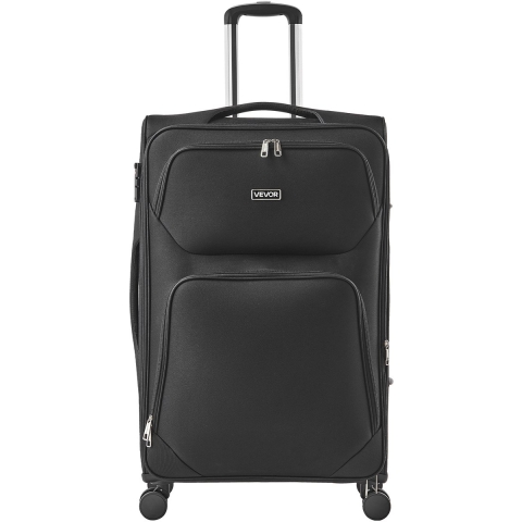 VEVOR Uitbreidbare zachte reiskoffer met spinnerwielen (505 x 340 x 820 mm), stoffen koffer Handbagage met uitbreidbaar ritsvak en TSA-slot Zwarte handbagagekoffer