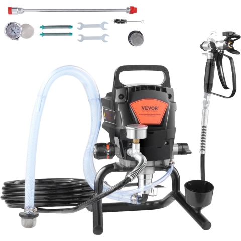 VEVOR Draagbare airless verfspuit, 950W, 3000 psi, zeer efficiënte elektrische spuit, verfspuiten Spuitverfmachine Hogedruk airless verfspuitsysteem met 15 m slanglengte
