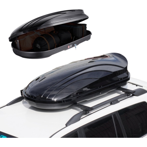 VEVOR Autodakkoffer Dakkoffer Opbergbox 340 L, ABS Harde Schaal Dakdrager Opbergbox met Dubbelzijdige Opening en 2 Verstevigde Riemen, Bagagebox voor Stationwagen, SUV's