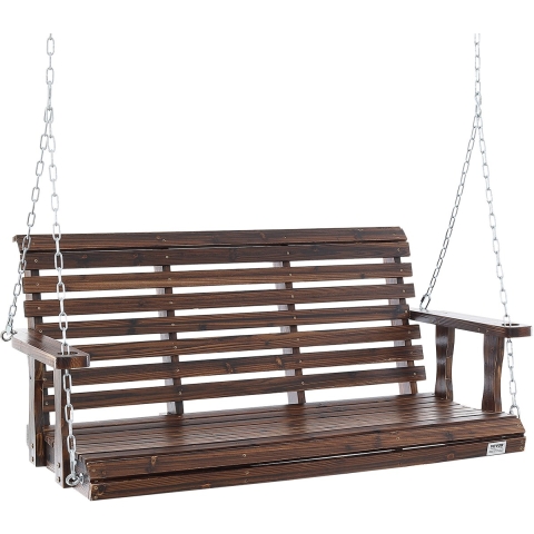 VEVOR Cederhouten veranda schommel, 1370x710x600mm, patio schommel voor tuin en terras, verbeterd draagvermogen van ca. 400 kg, robuuste schommelstoelbank met ophangkettingen voor buitengebruik, bruin