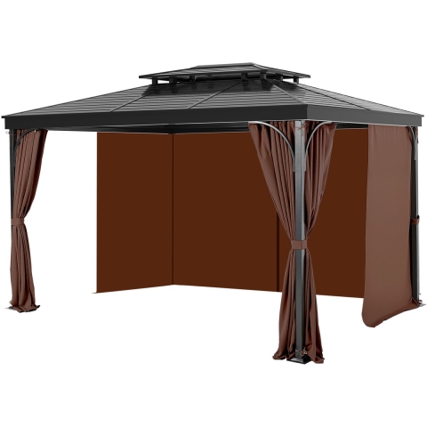 VEVOR Patiogordijn, 284 x 284 x 211 cm, 4-delige zijwandgazebo-privacygordijnen met ritsen, 2 m hoge zonweringgordijnen als vervanging voor de patioluifel, alleen gordijnen, bruin