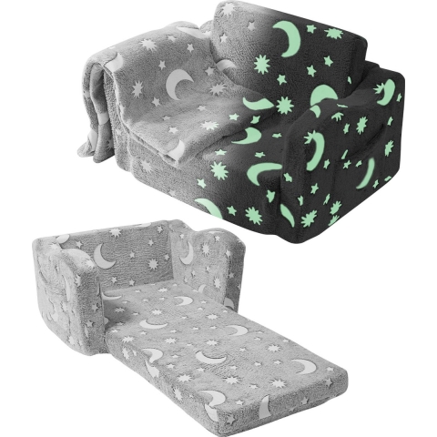 VEVOR Opvouwbare Kinderbank Kinderbank 610 x 430 x 400 mm Kinderbank Kinderkamer Zachte Bank, Speelbank Knuffelhoek 1 Kind, Kinderfauteuil Kindermeubels Kinderstoel Grijs Slaapfauteuils 20 kg Bedfunctie