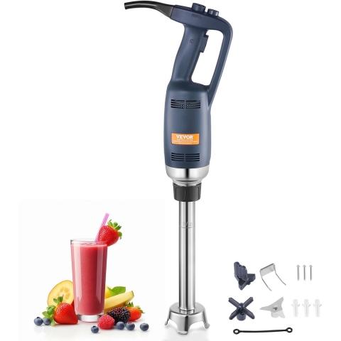 VEVOR Commerciële Staafmixer, 350W Heavy-Duty Handmixer, 12-Inch Traploze Variabele Snelheidsblender met RVS Mes, Draagbare Multifunctionele Blender voor Soepen, Sauzen, Aardappelpuree, Room