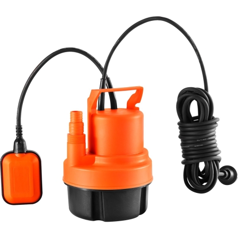 VEVOR Waterpomp, 320W, 6000L/u hoge doorstroming, 7m opvoerhoogte, dompelpomp, draagbare multifunctionele pomp met 3m netsnoer voor het pompen van water uit zwembaden, vijvers en kelders