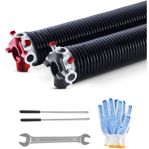 VEVOR Garagedeur Torsieveren (Φ 5,94 x Φ 50,8 x 711 mm) 16.000 cycli, zwart gecoat voor vervanging, garagedeurveren met antislip wikkelstangen, handschoenen en installatiesleutel