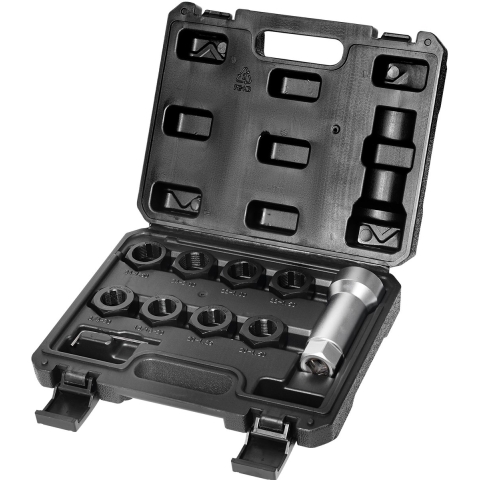 VEVOR 10-delige as-spindel draadfreesset, metrisch M20 M22 M24 UNF 13/16 inch 3/4 inch draadreparatiegereedschap, draadvernieuwingsset met verlengstuk, inbussleutel
