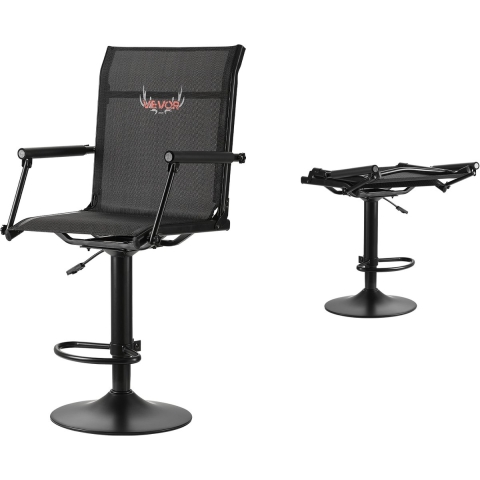 VEVOR Opvouwbare kampeerstoel, visstoel met gevoerde armleuningen, in hoogte verstelbare opvouwbare tuinstoel (draagvermogen 136 kg), 360° stil draaibaar, voor picknick, tuin, buitenvissen