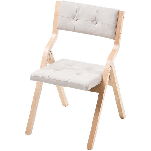 VEVOR Opvouwbare tuinstoel met gevoerd kussen en houten frame, set van 4, moderne eetkamerstoel voor keuken, kantoor, feest, keukenstoel, draagvermogen tot 180 kg (per stuk), opvouwbaar, beige + wit, ruimtebesparend