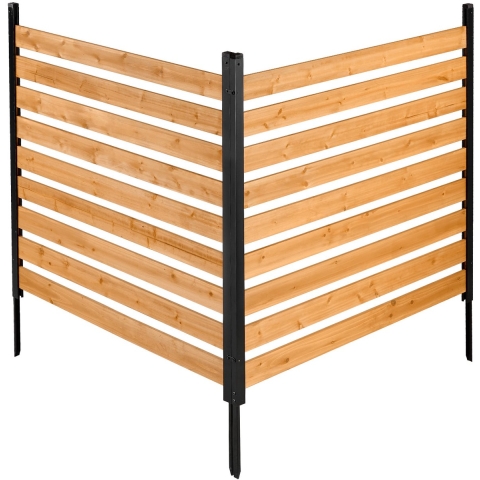 VEVOR 2-delige privacyomheining voor airconditioners, 1219x1244x1219 mm, houten omheining met metalen grondpinnen voor buitengebruik, verstelbare hoek, voor buitenapparaten zoals airconditioners, warmtepompen en afvalcontainers.