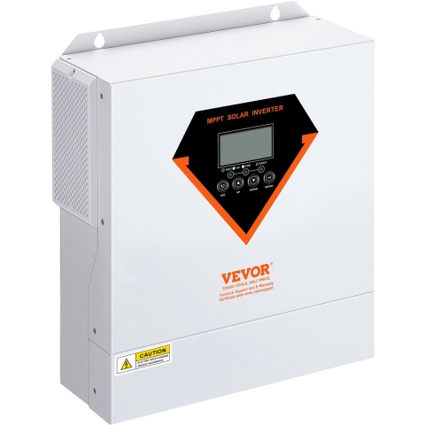 VEVOR 2-in-1 hybride zonne-omvormer 3500W zonne-omvormer 7000VA zuivere sinusgolf MPPT LCD-scherm 3 laadmodi (zonne-energie opladen, netstroom opladen, hybride opladen) en 4 uitgangsmodi (UTL, SOL, SBU, SUB)