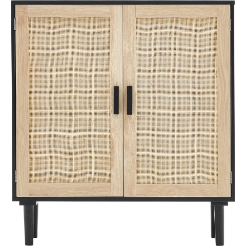 VEVOR Rotan kast Rotan ladekast 1 stuk Opbergkast met 2 magnetische deuren, dressoirkast met verstelbare planken, ideaal voor hal, entree, woonkamer of keuken