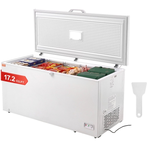 VEVOR Diepvrieskist, 488 liter diepvriezer en 4 uitneembare manden, vrijstaande commerciële diepvrieskist met bovendeur en afsluitbaar deksel, instelbare temperatuur met 7 niveaus