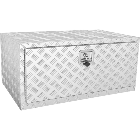 VEVOR Onderbouwkoffer voor vrachtwagens, 914 x 610 x 610 mm, opbergbox voor pick-up, gereedschapskist van aluminium met diamantplaat, slot en sleutels, waterdichte opbergbox voor aanhangwagen met T-greepvergrendeling