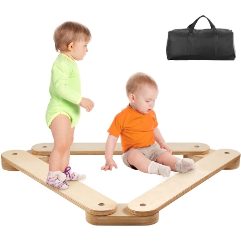 VEVOR Balance Beam Stepping Stones, 3-pack houten balance boards voor peuters, Montessori speelgoed voor kinderen van 2-6 jaar, bevordert coördinatie en grove motoriek, indoor en outdoor gymnastiekparcours, cadeau voor meisjes en jongens