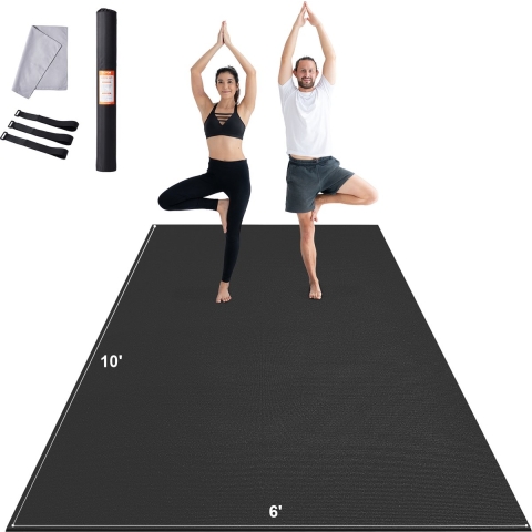 VEVOR oefenmat, antislip, hoogwaardige yogamat met hoge dichtheid, workout yogamat voor mannen en vrouwen, fitness- en oefenmat met tas en draagriem, voor alle soorten yoga, pilates en vloeroefeningen thuis (3 x 1,8 m)