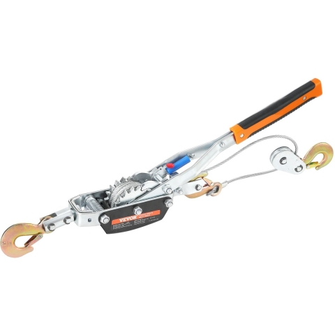 VEVOR Handhefboom staalkabeltakel 5 ton capaciteit Handstaalkabellier 3,5 m industriële kwaliteit koolstofstalen kabelkettinglier Anti-reverse mechanisme Handstaalkabeltakel Katrolbloktakel