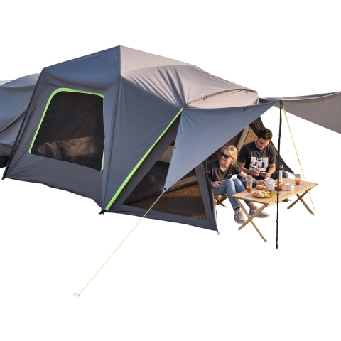 VEVOR SUV Tent Camping Auto Tent (305 x 310 x 230 cm) Waterdicht PU2000 Ruim Dubbellaags Ontwerp voor 5-8 Personen, SUV Kampeertent met Schaduwluifel & Gaasramen & Regendak & Tas